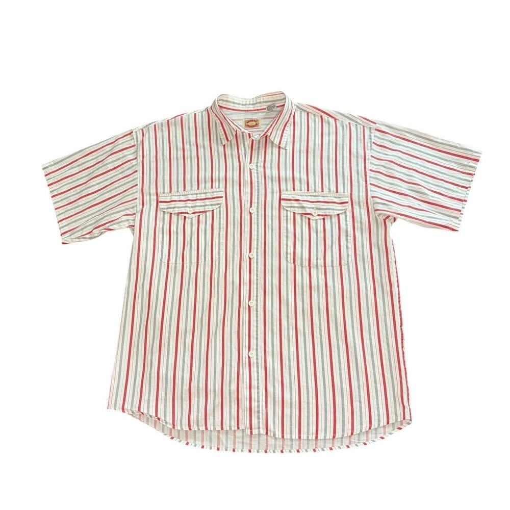 VTG 80s Banana Republic Mill Valley Safari Era Shirt Medium Striped 100% Cotton